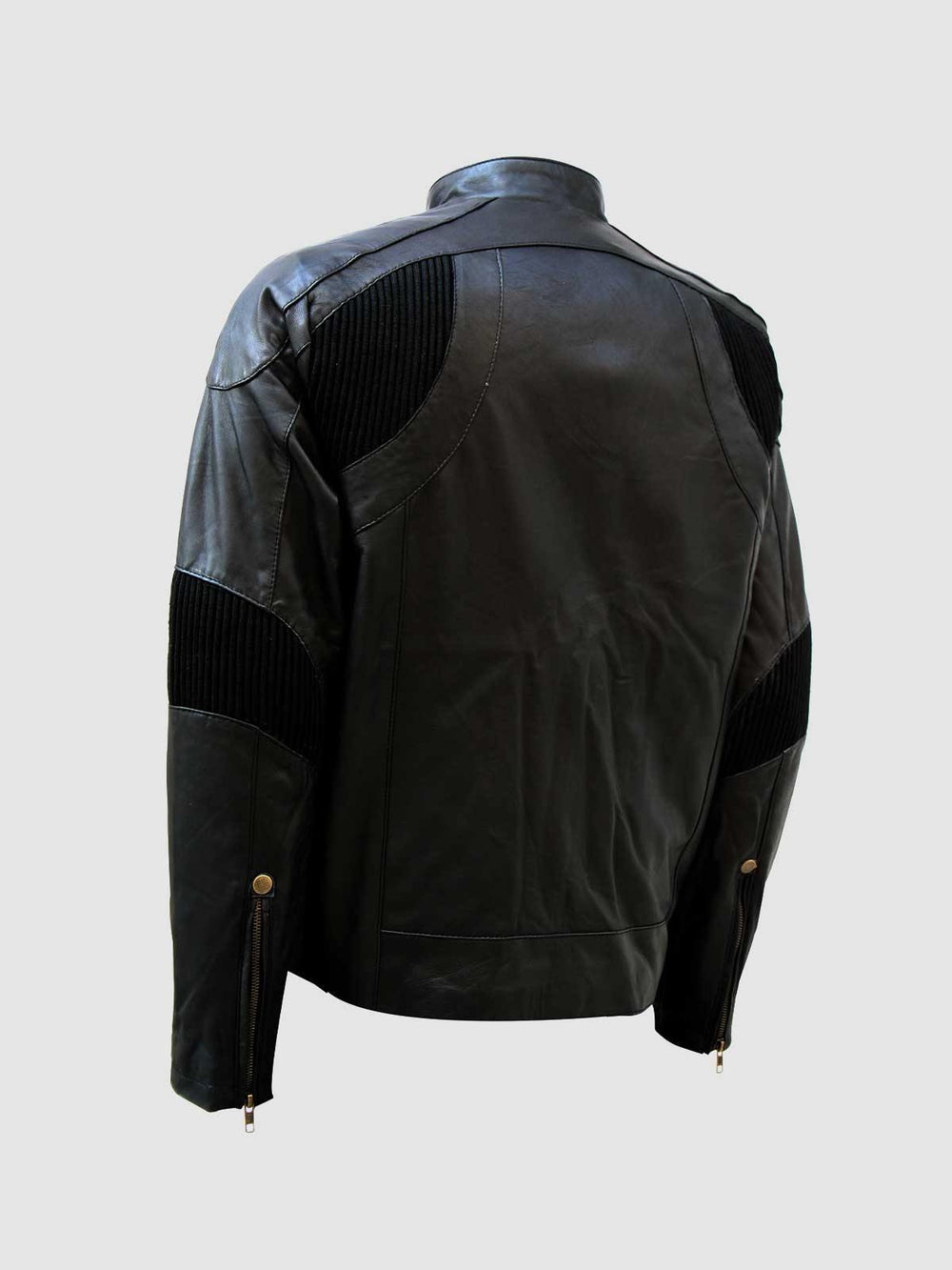 Men's Black Gold Zipper Leather Jacket
