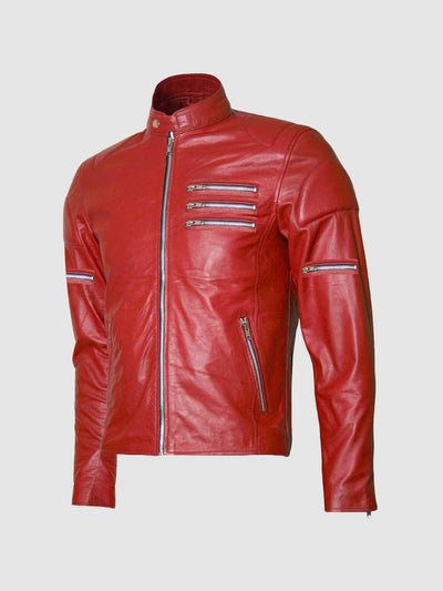 Men's Red Cafe Racer Jacket