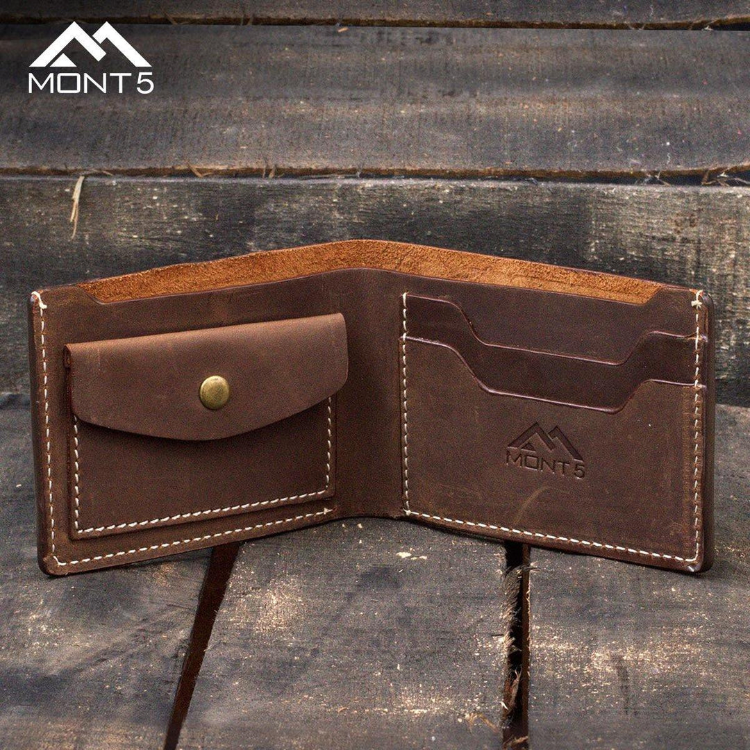 MONT5 Altit Dark Brown Handcrafted Slim Leather Wallet - Leather Jacket Shop