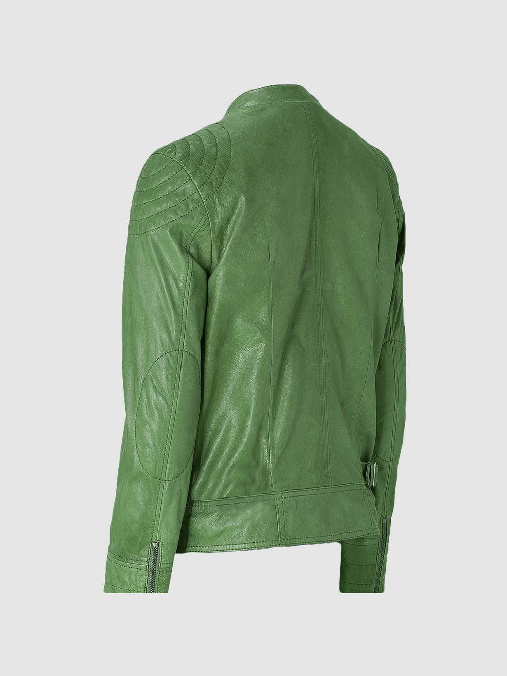 Men's Green Leather Moto Jacket