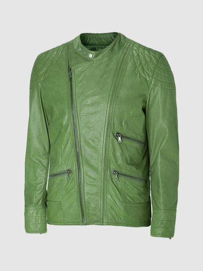 Green Leather Moto Jacket