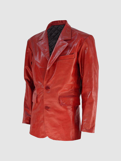 Men's Red Leather Coat