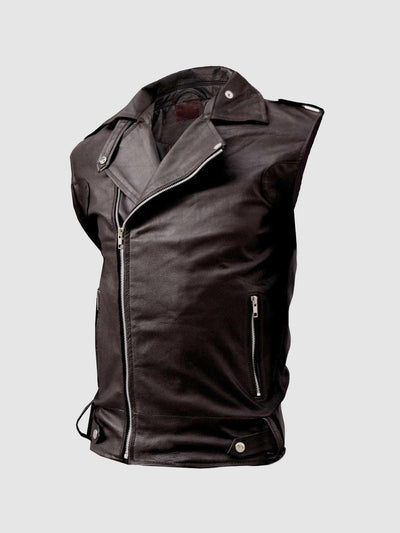 Men's Brown Motorcycle Leather Vest