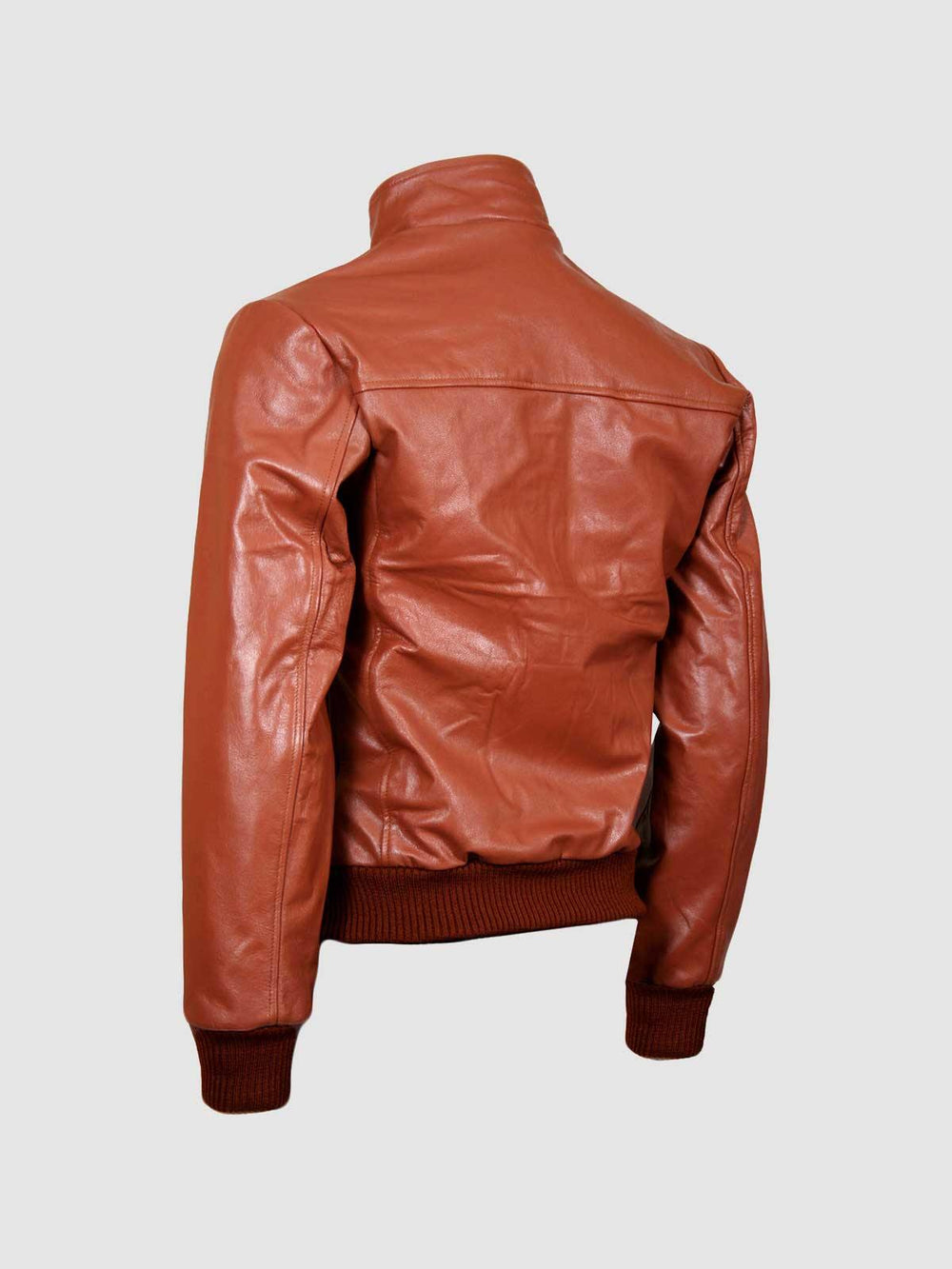 Men's Tan Leather Bomber Jacket
