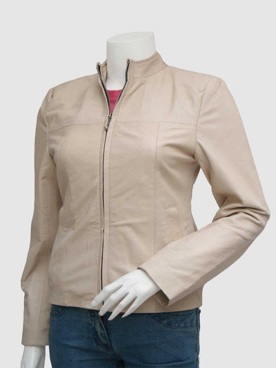 Women's Beige Leather Jacket