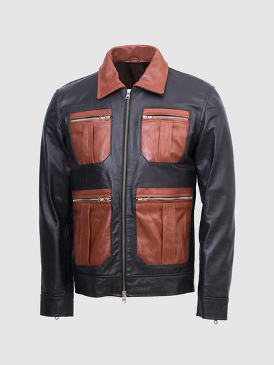 Men's Black & Brown Leather Jacket