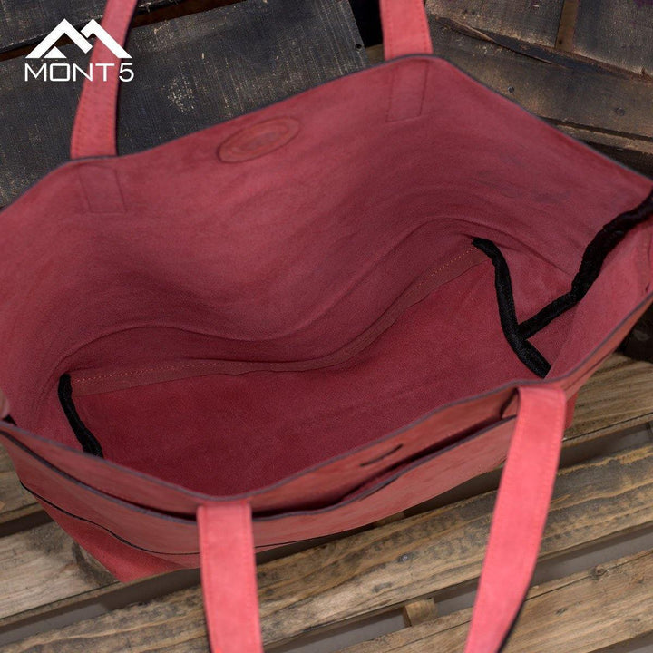 MONT5 Jagrogo Handcrafted Women Pink Leather Tote - Leather Jacket Shop