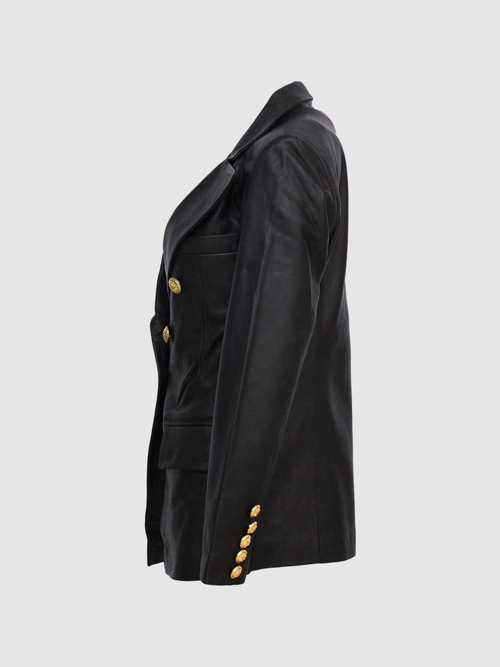 Kim Kardashian Double Breasted Coat - Leather Jacket Master