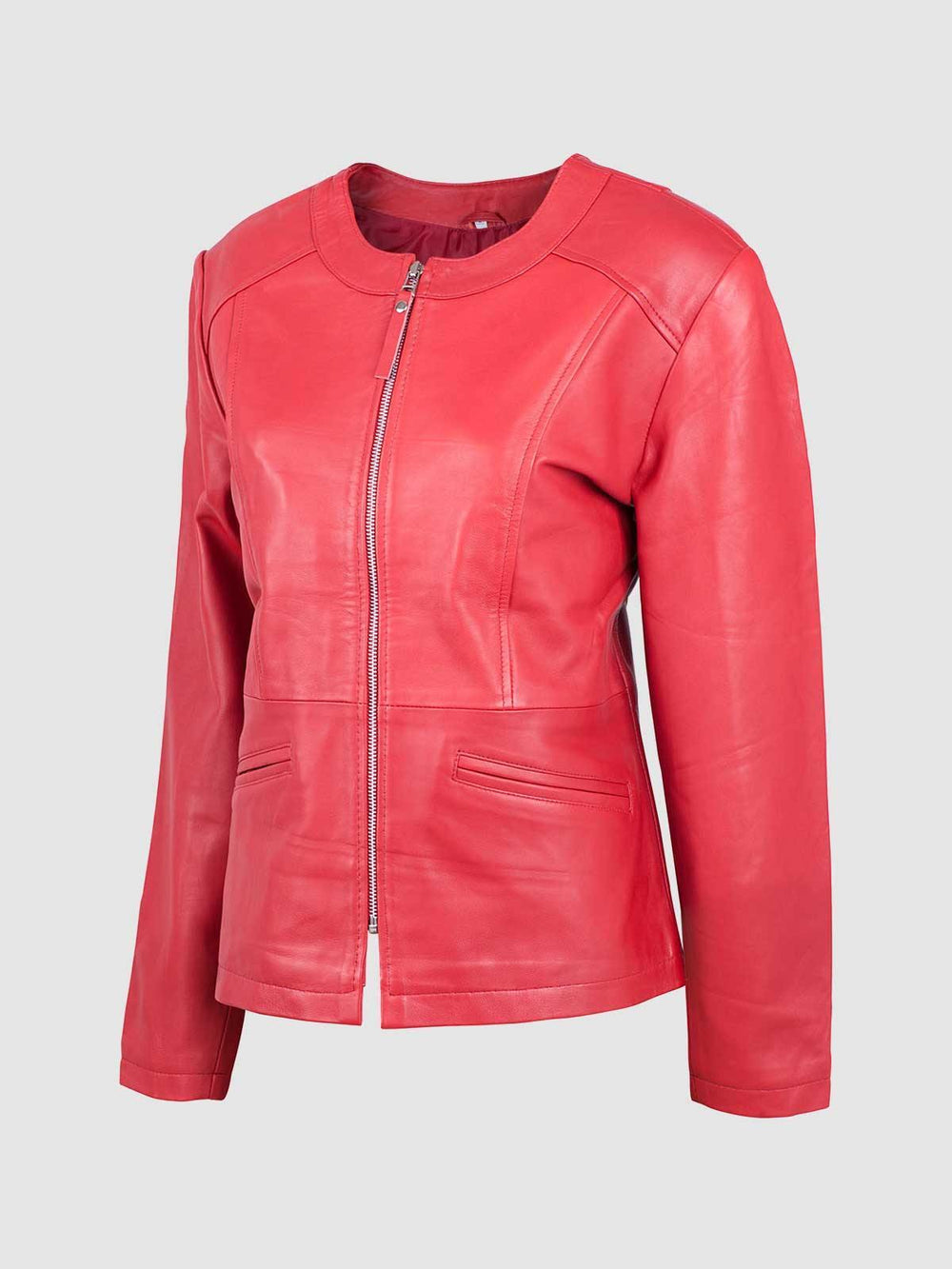 Women's Classic Red Leather Motorcycle Jacket
