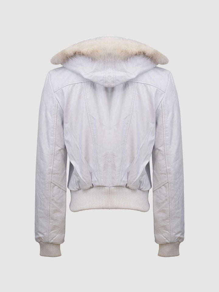 White Fur Leather Jacket