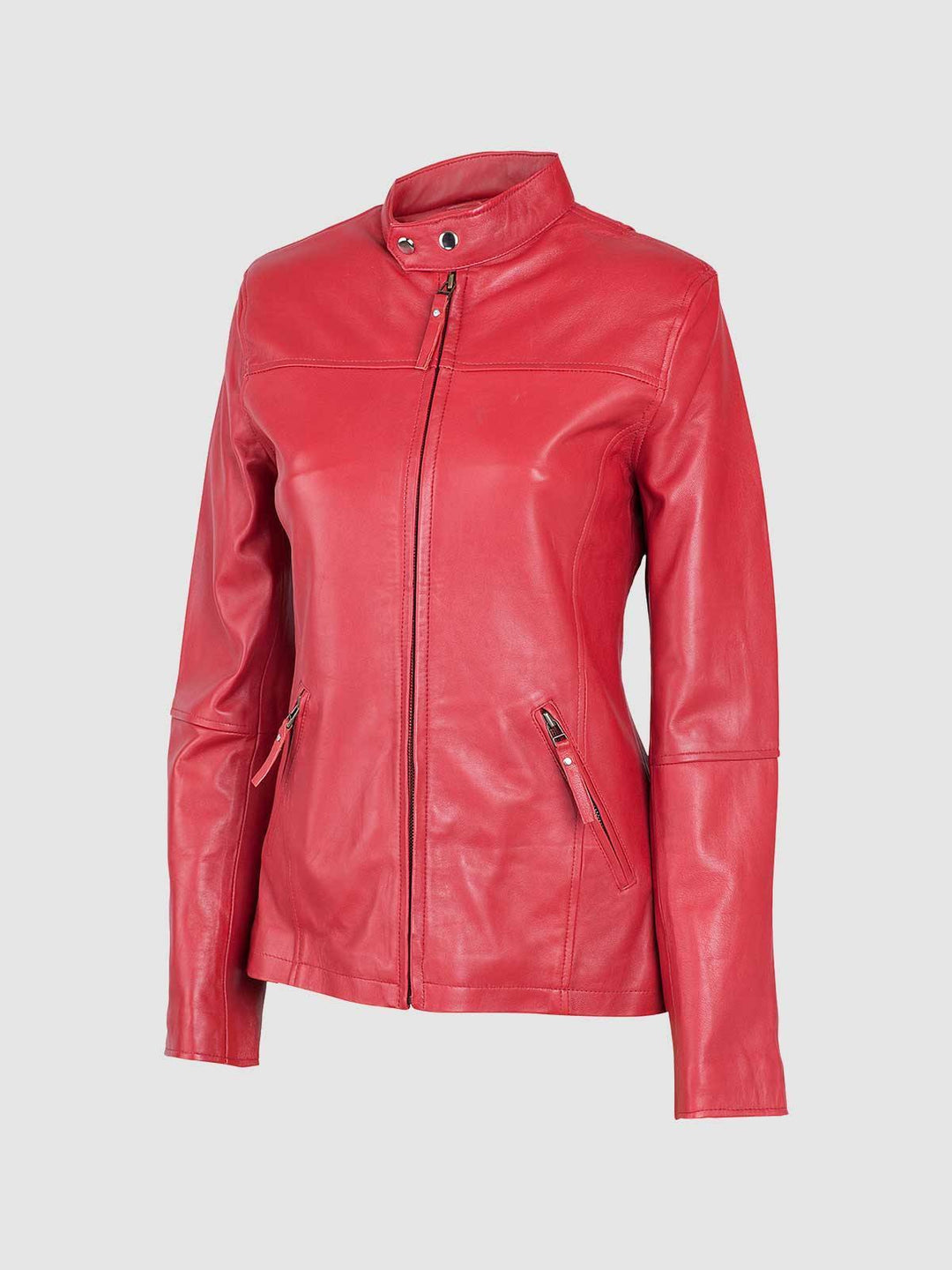 Women Red Lightweight Leather Jacket