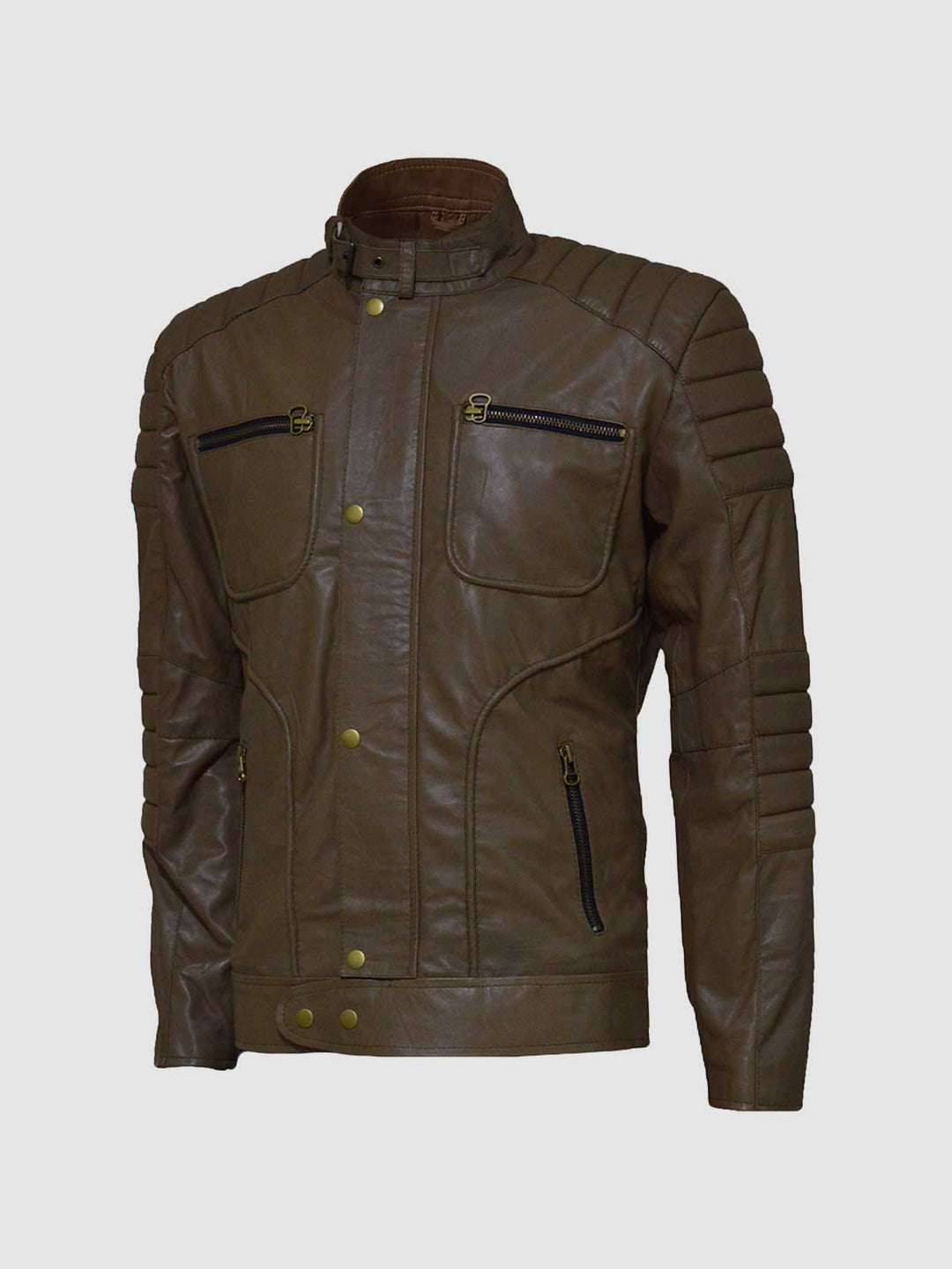 Men's Brown Quilted Leather Jacket