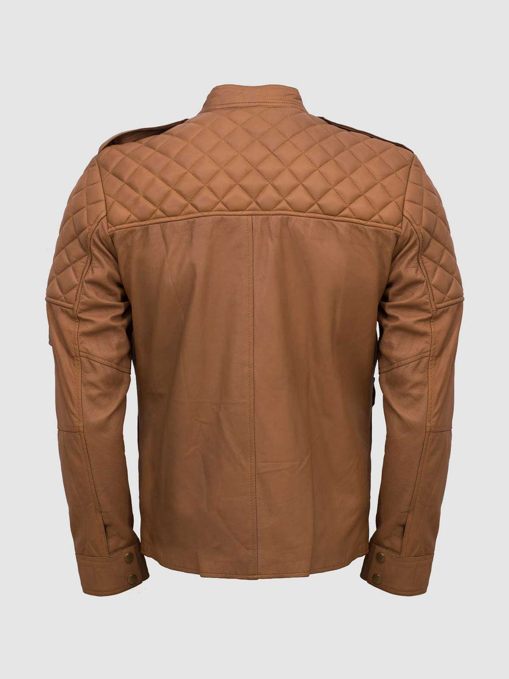 Quilted Cognac Leather Jacket
