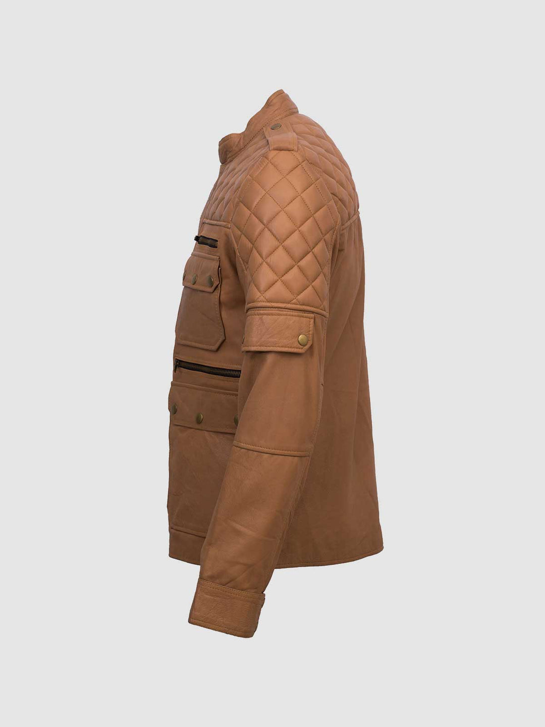Quilted Tan Leather Jacket