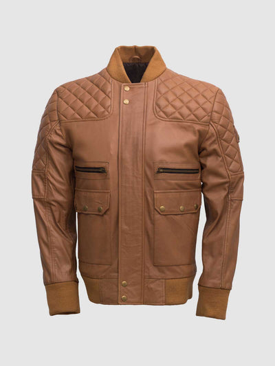Men's Quilted Tan Bomber Jacket