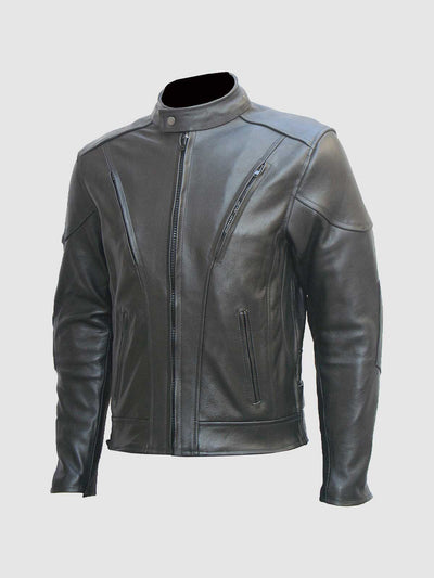 Men's Black Leather Motorcycle Jacket