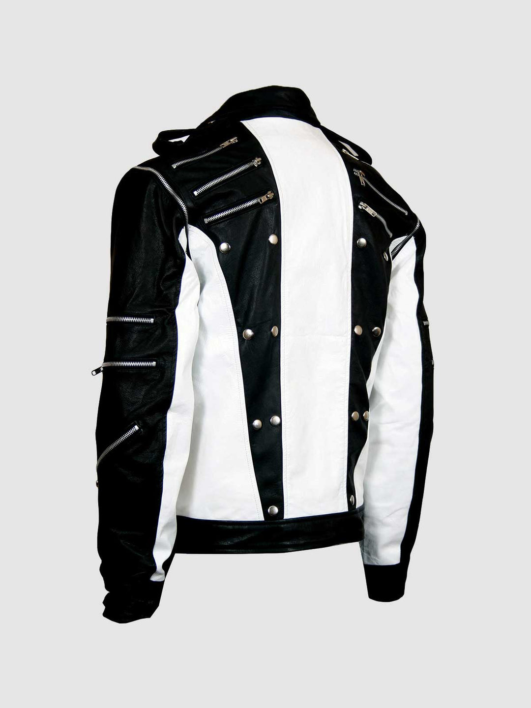 Men's Black & White Leather Jacket | Leather Jacket Master