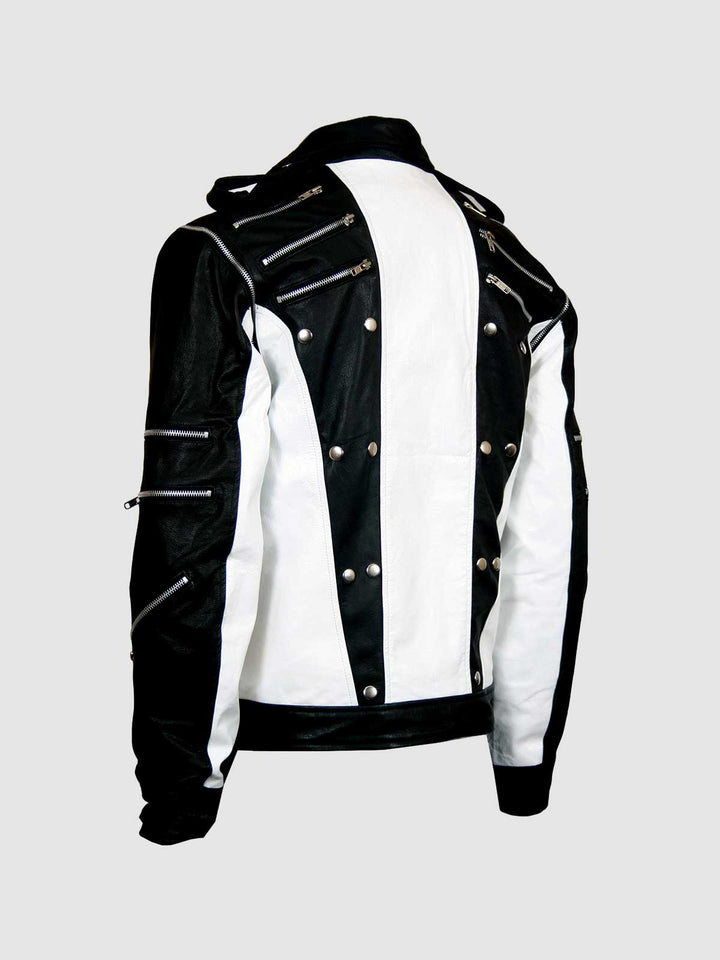 Men's Black & White Leather Jacket | Leather Jacket Master