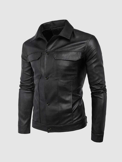 Button Closure Leather Jacket