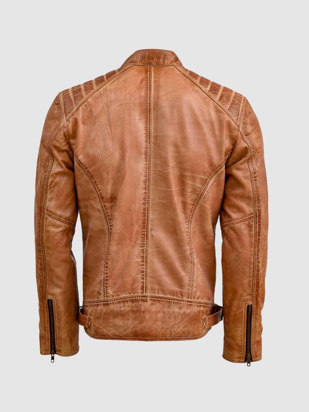 Waxed Men's Tan Leather Jacket Leather Jacket Master