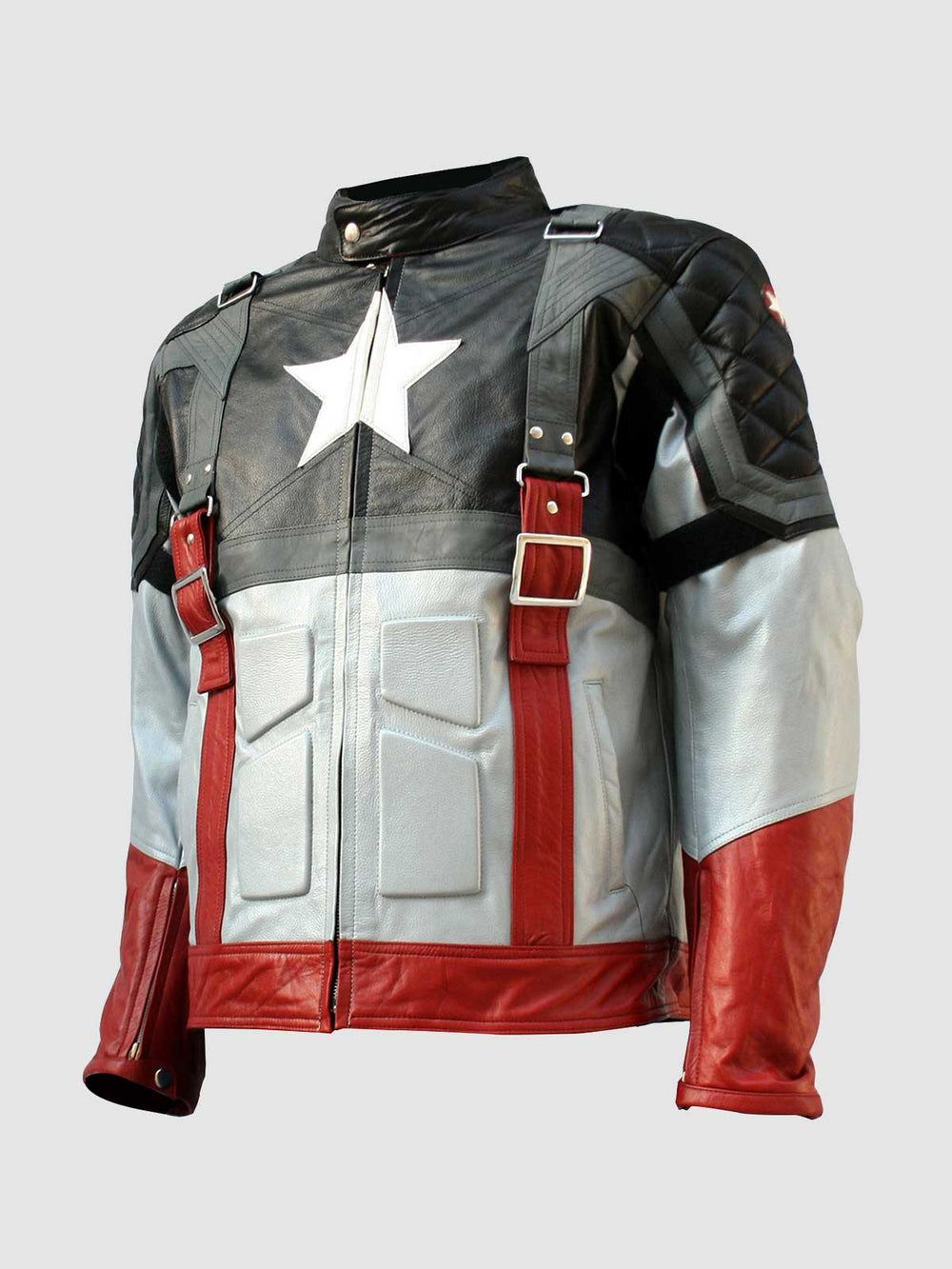 Modern Leather Motorcycle Jacket front view