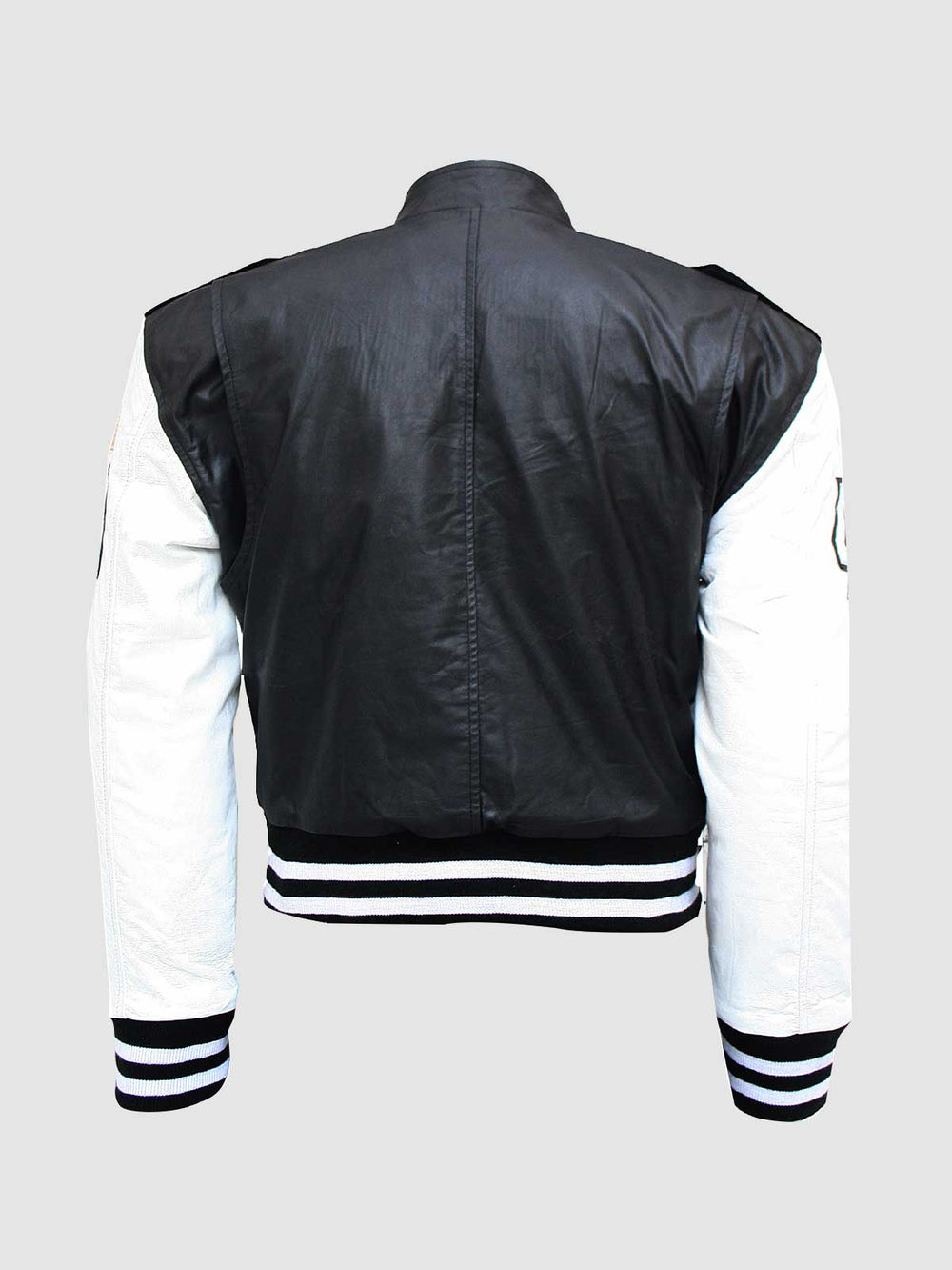 Black & White Leather Varsity Jacket