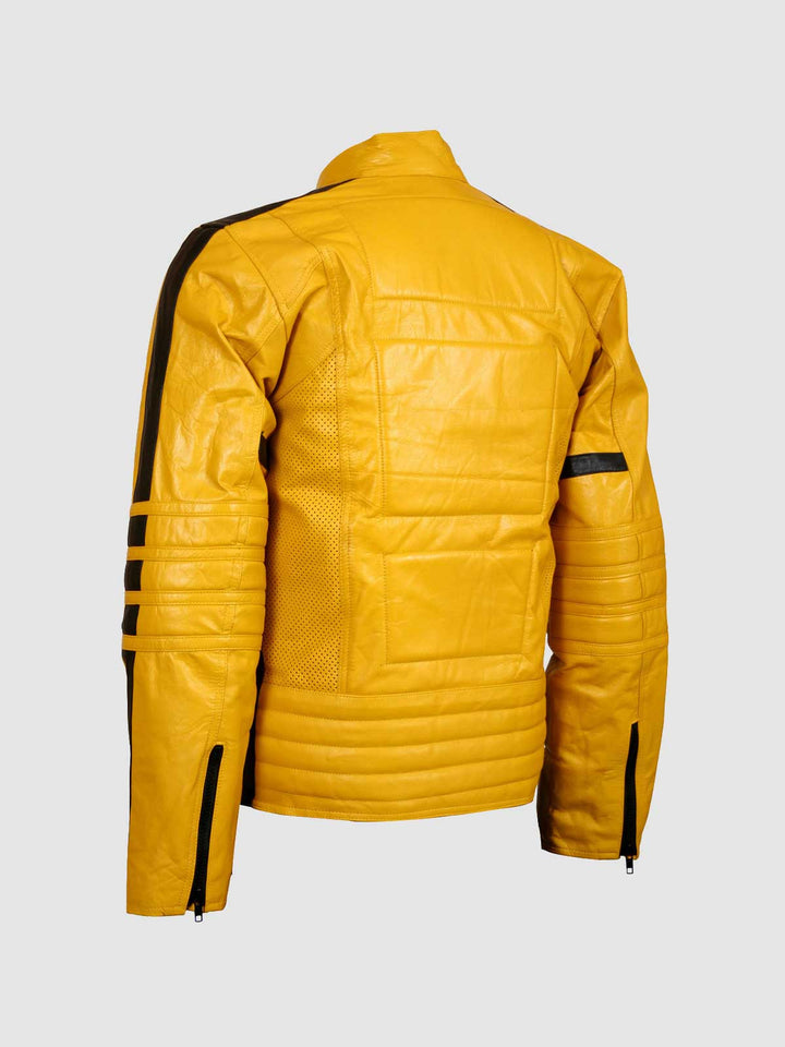 Men's Yellow Leather Motorcycle Jacket Leather Jacket Master