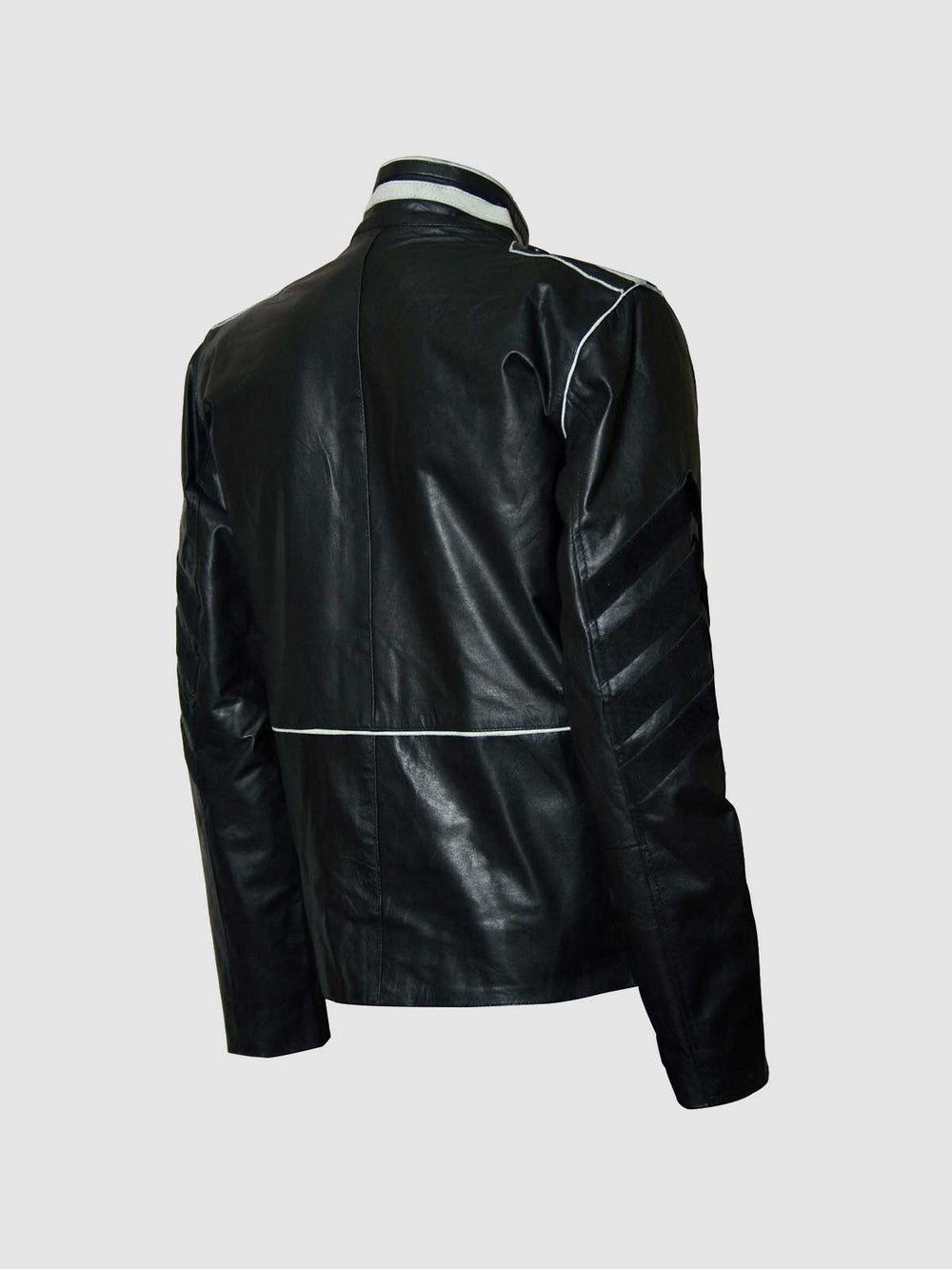 Men Black and White Leather Jacket