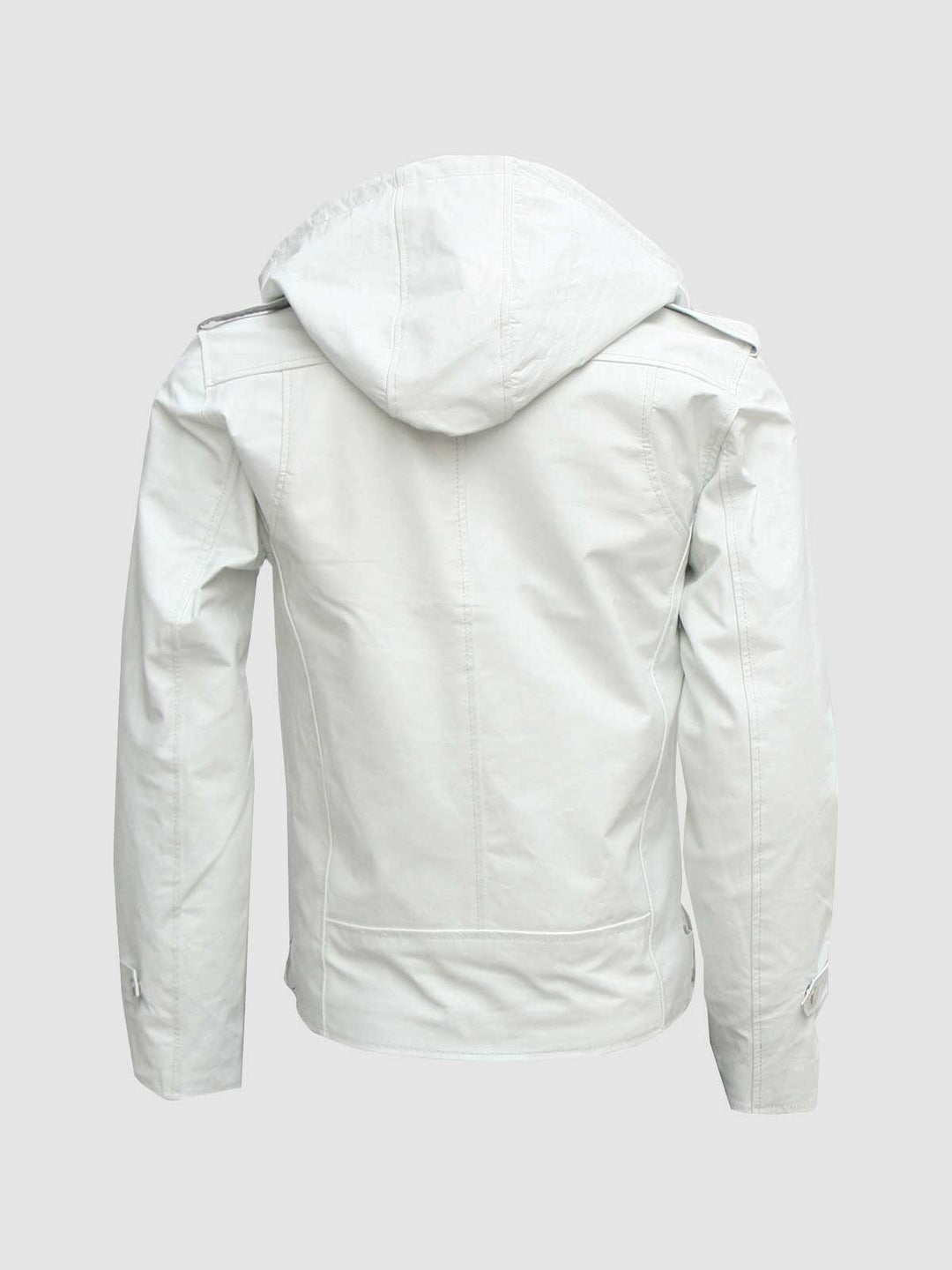 Size X-Large White Leather Hoodie for Men | Leather Jacket Master