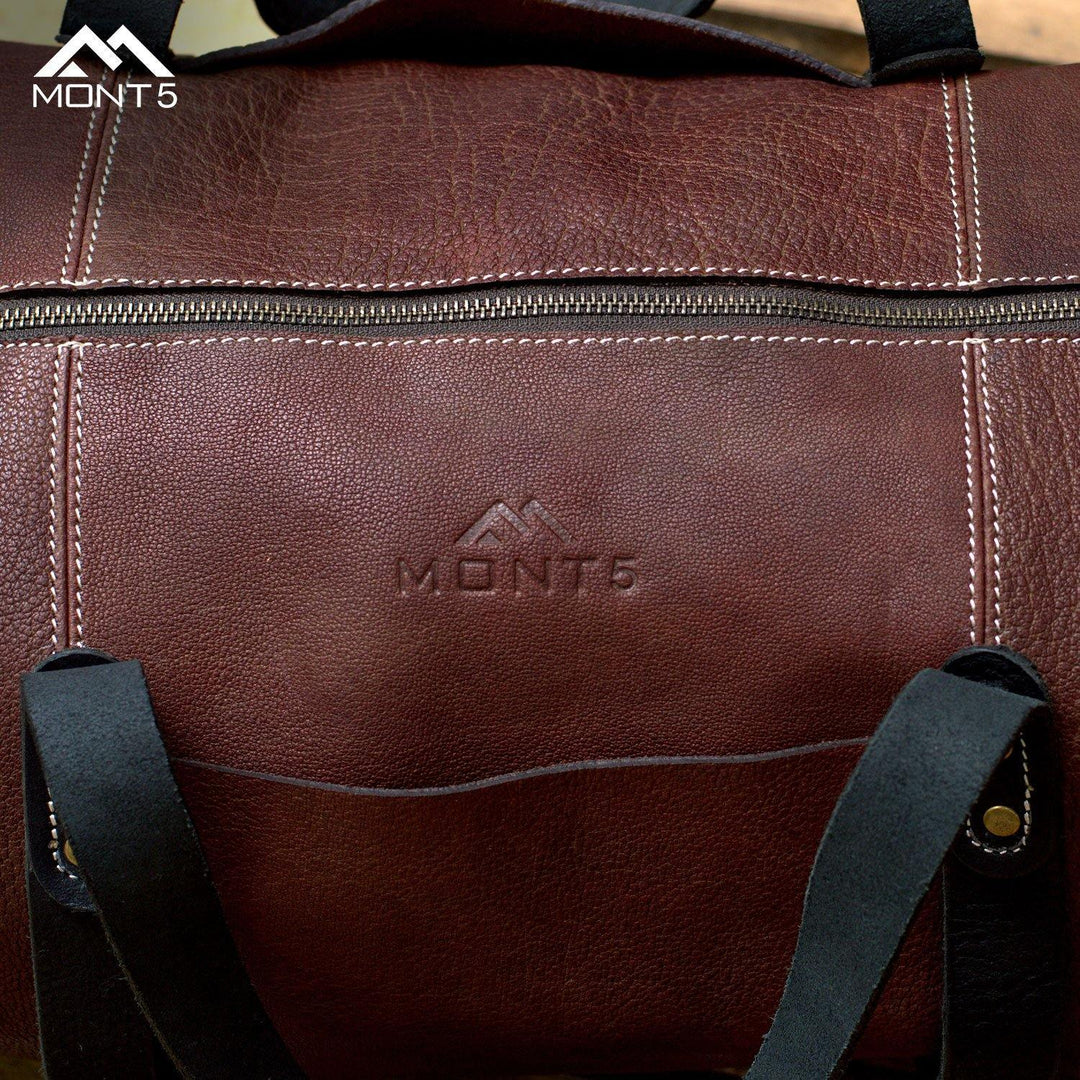 MONT5 Shangrila Maroon Overnight Luggage Leather Duffle Bag - Leather Jacket Shop