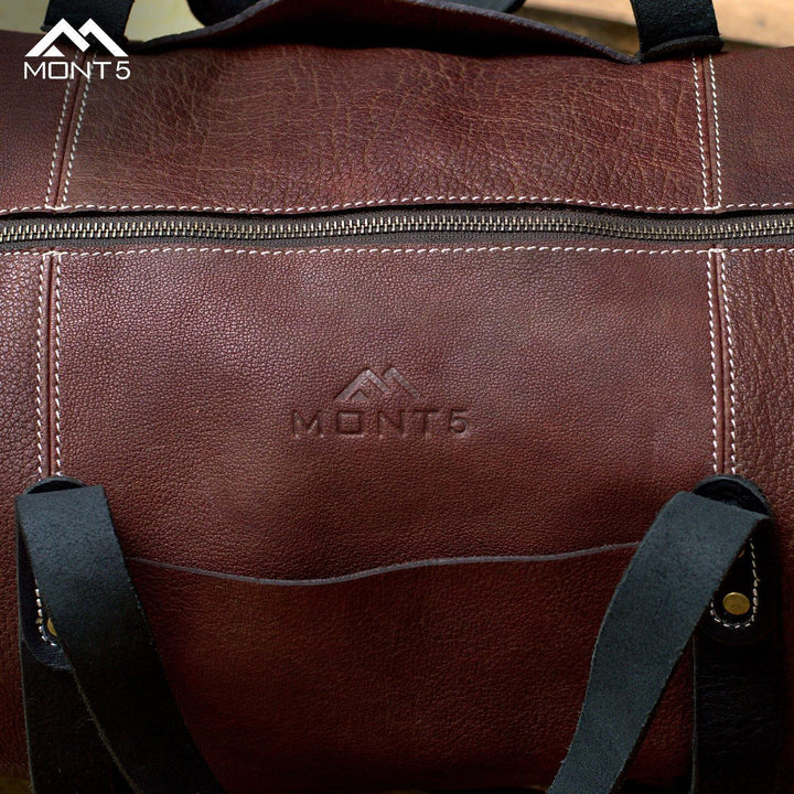 MONT5 Shangrila Maroon Overnight Luggage Leather Duffle Bag - Leather Jacket Shop