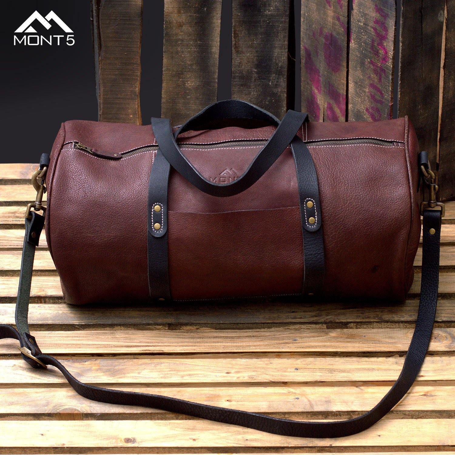 MONT5 Shangrila Maroon Weekender Bag | Leather Jacket Master