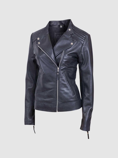 Women's Black Leather Moto Jacket