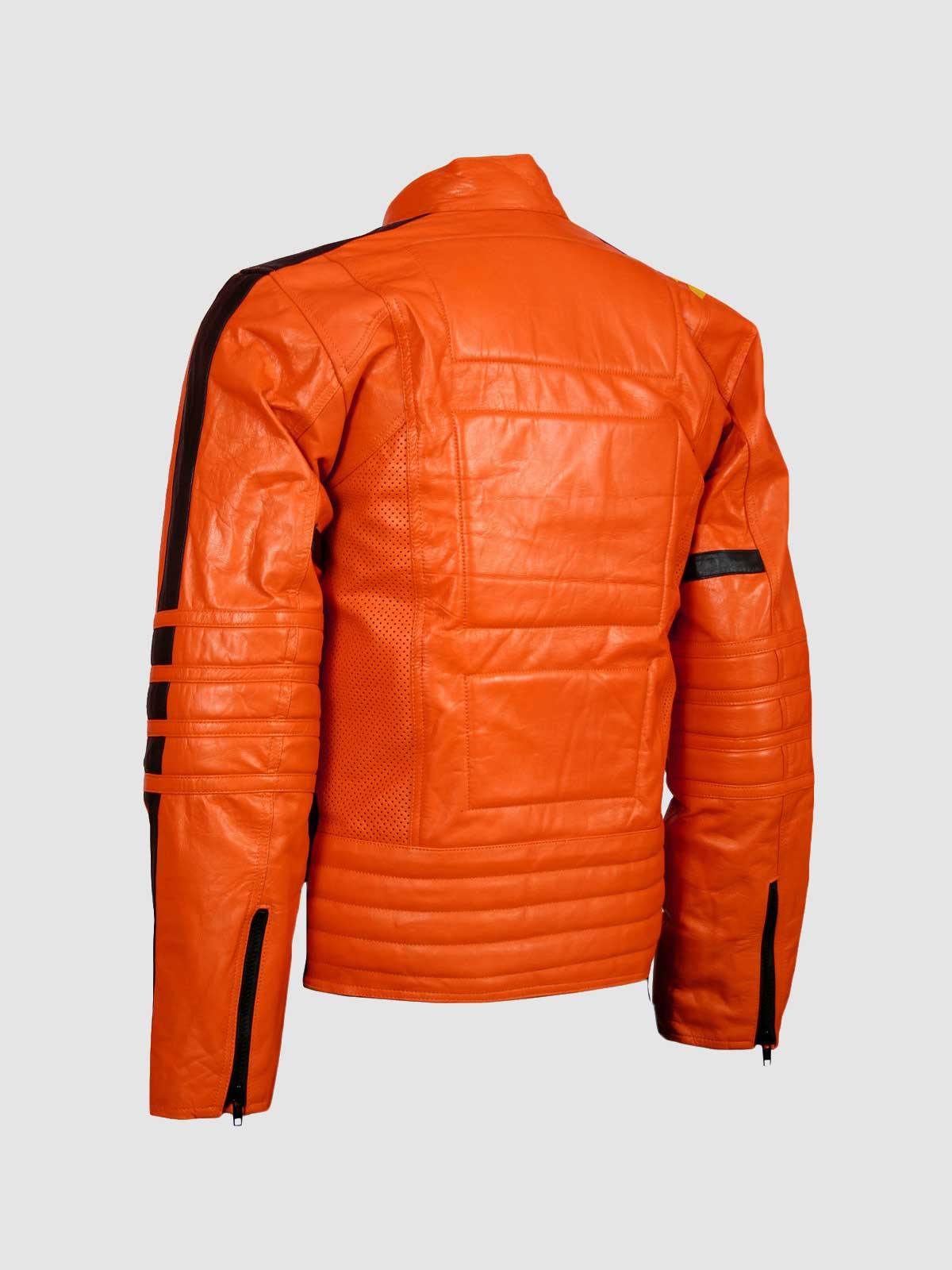 Men s Orange Leather Motorcycle Jacket Leather Jacket Master