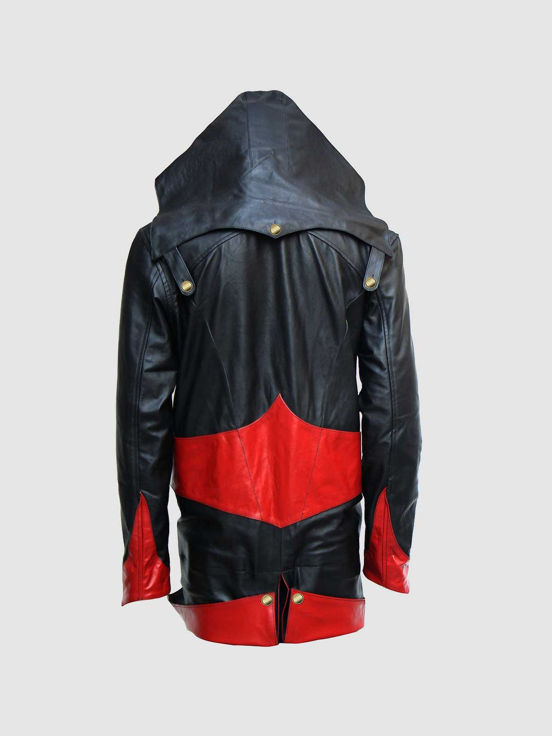 Black &amp; Red Hood Leather Jacket