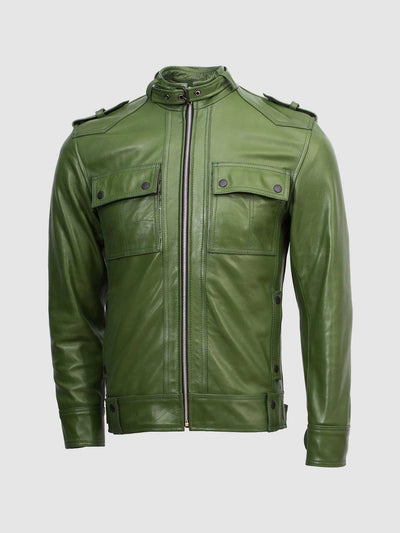 Men's Dark Green Leather Jacket