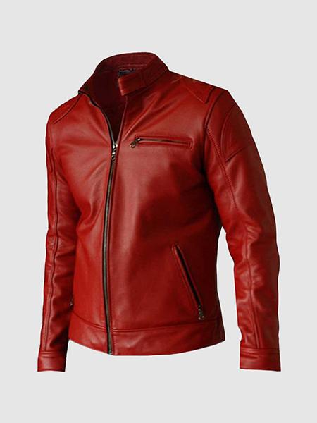 Elegant Men's Red Leather Jacket