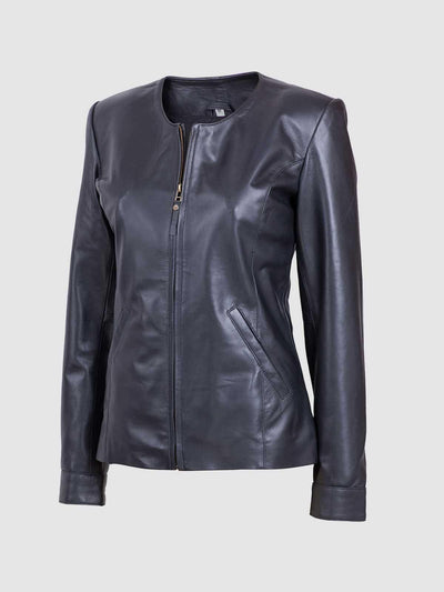 Women's Round Neck Collarless Jacket