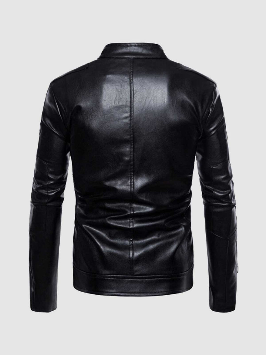 Standing Collar Leather Jacket