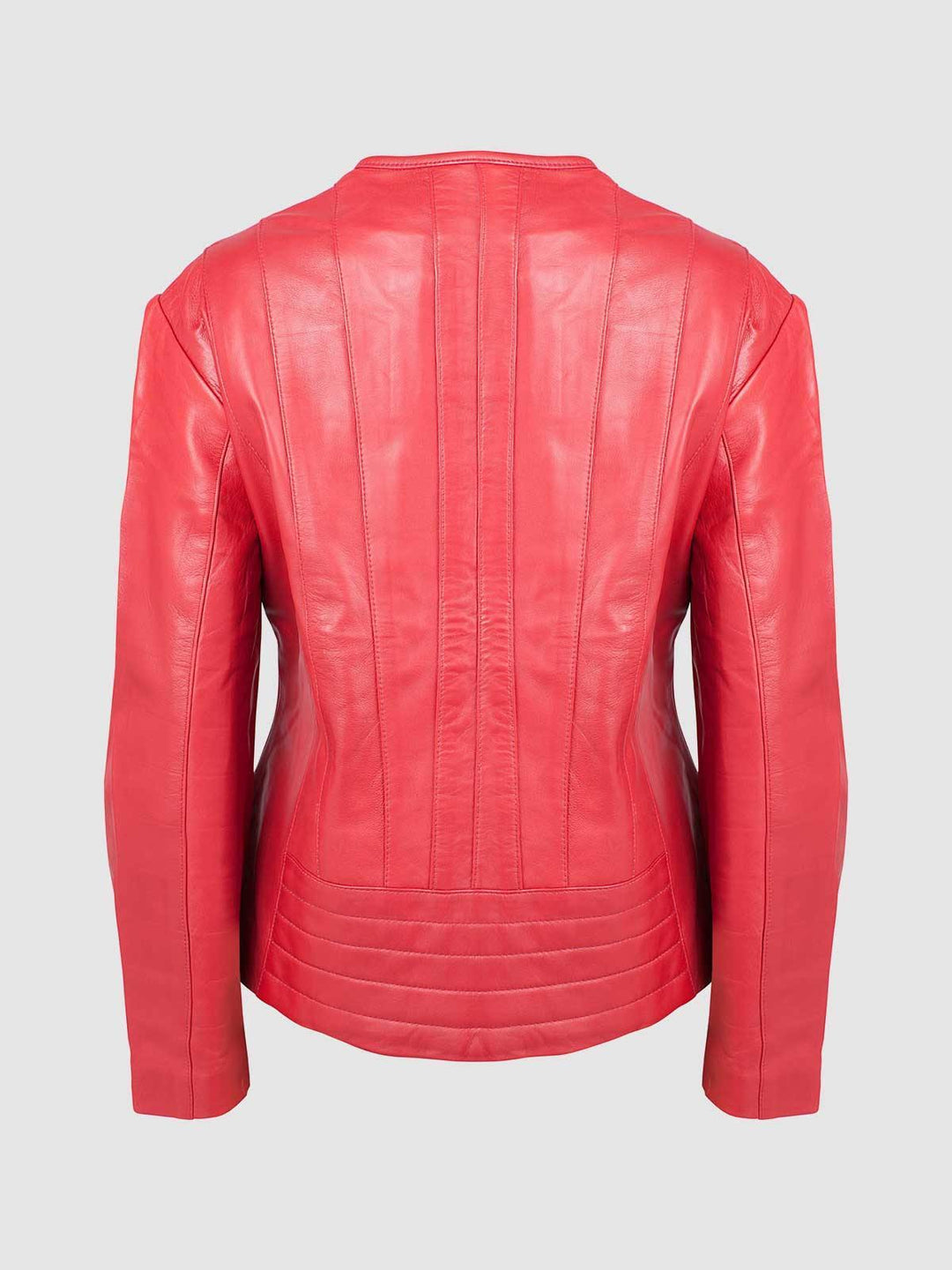 Streetstyle Sheep Leather Women Red Racer Leather Jacket - Leather Jacket Master
