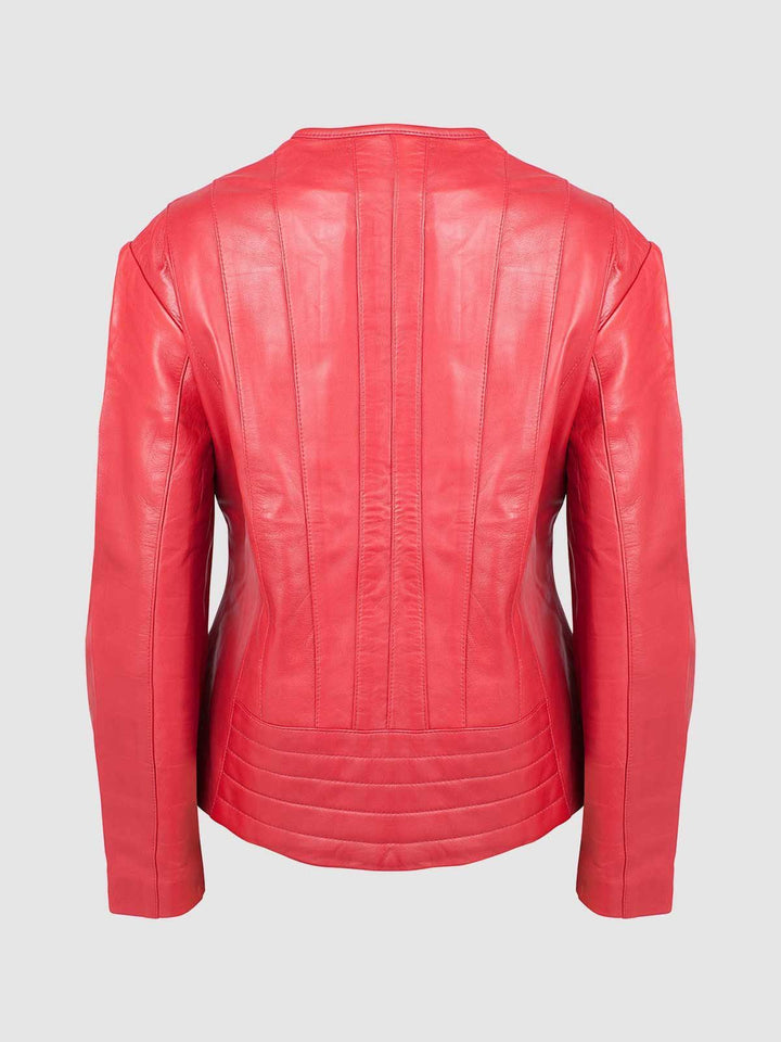 Streetstyle Sheep Leather Women Red Racer Leather Jacket - Leather Jacket Master