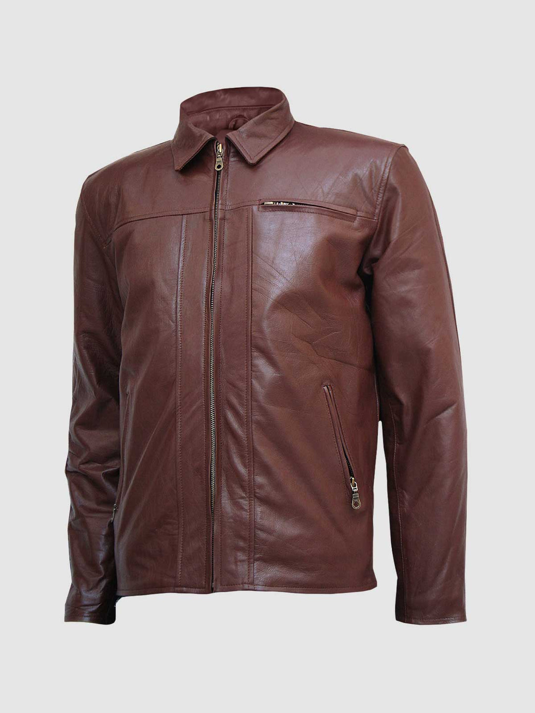 Men's Brown Leather Motorcycle Jacket
