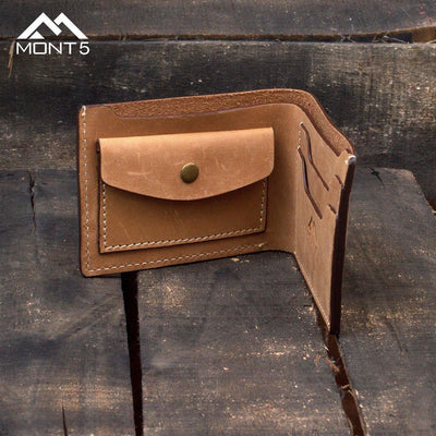 MONT5 Altit Tan Personalized Leather Bifold Wallet - Leather Jacket Shop