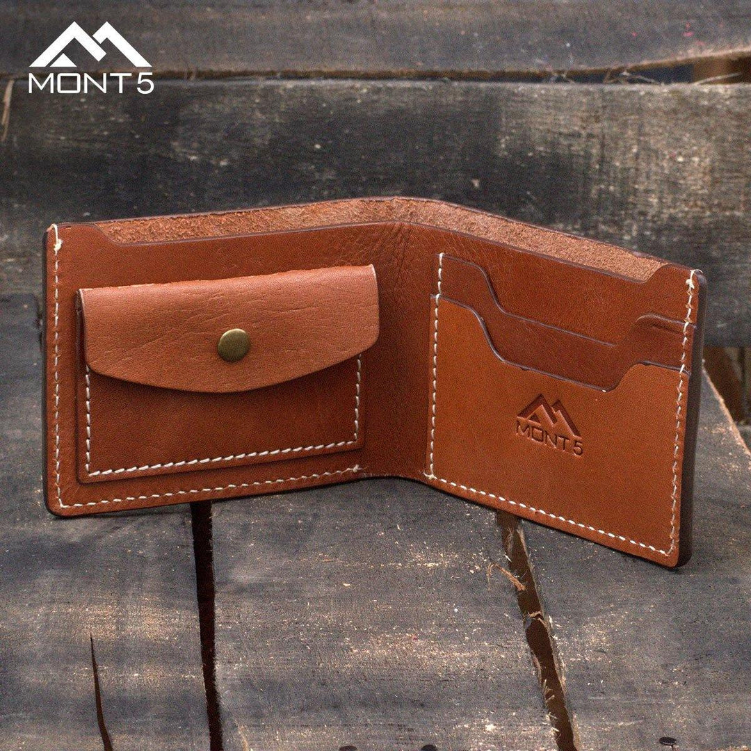 MONT5 Altit Tan Brown Handmade Minimalist Leather Wallet - Leather Jacket Shop