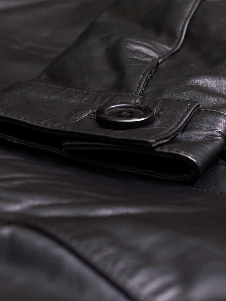 Women Collarless Leather Jacket