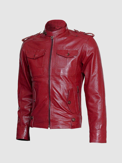 Men's Maroon Leather Jacket