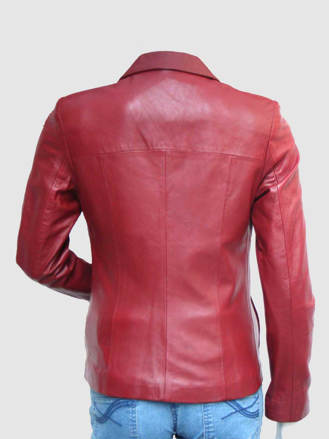 Women Maroon Leather Jacket