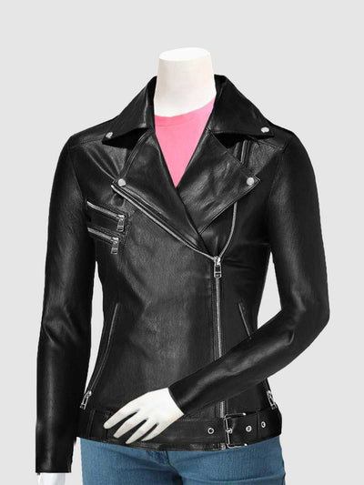 Women's Classic Leather Zipper Jacket