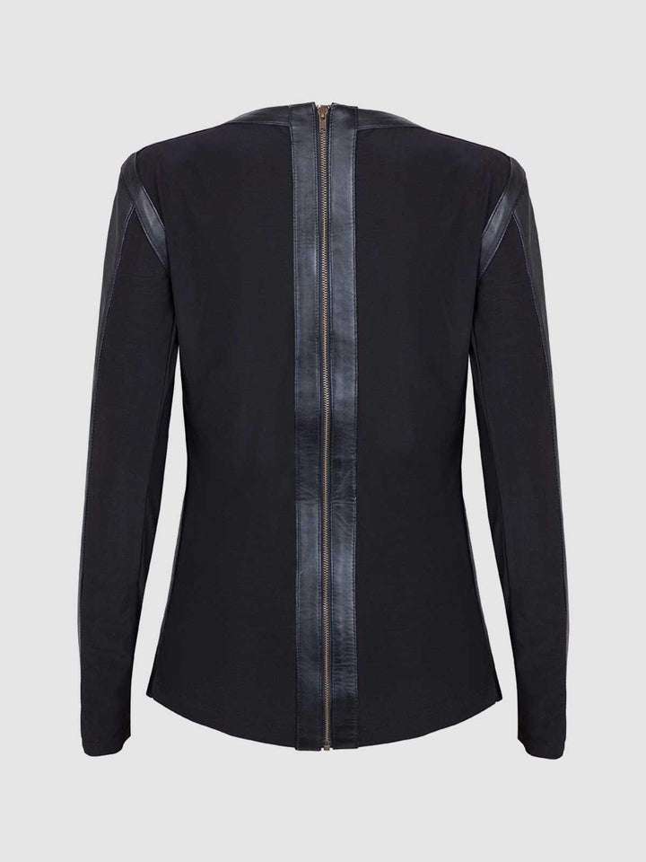 Women Black Collarless Leather Shirt Jacket - Leather Jacket Master