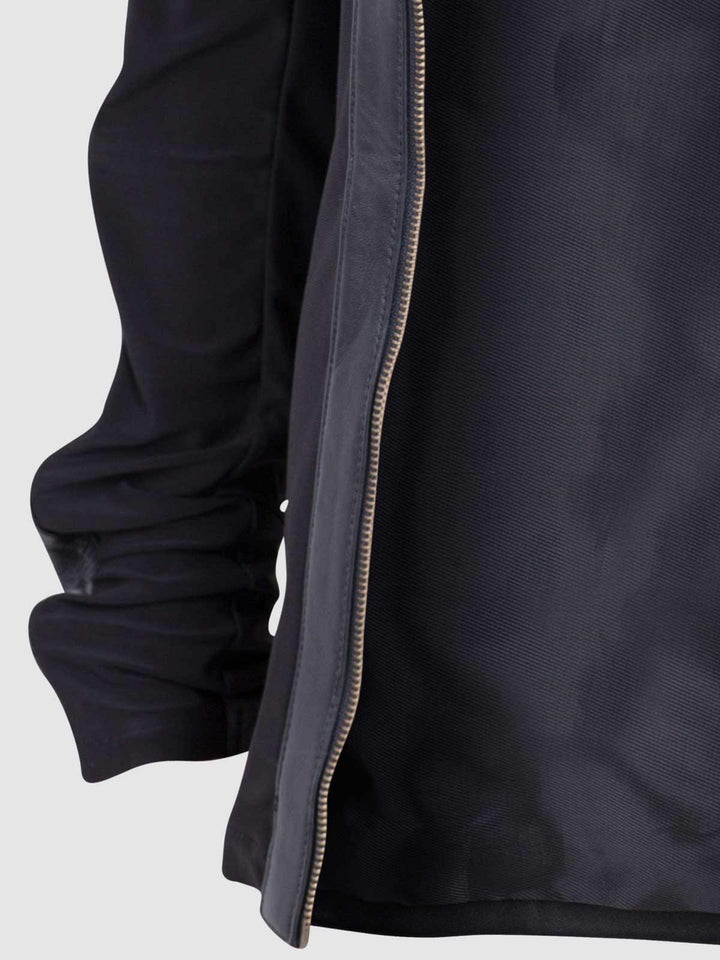 Women Black Collarless Leather Shirt Jacket - Leather Jacket Master